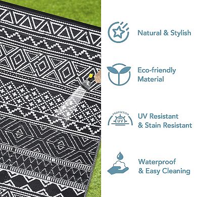 Garvee Outdoor Reversible Rug Plastic Straw Carpet for Patio Camping Picnic Beach