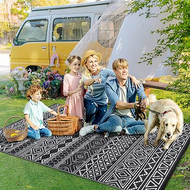 Glowsol Outdoor Reversible Rug Plastic Straw Carpet For Patio Camping Picnic Beach