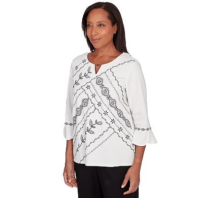 Women's Alfred Dunner Embroidered Leaf Top