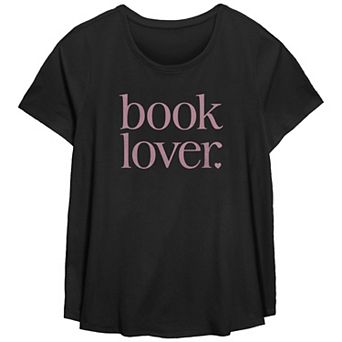 Plus Size Book Lover Scoop Hem Flow Graphic Tee