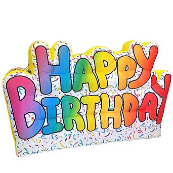 Happy Birthday Inflatable Lawn Sign, Lights Up, Indoor Decoration, 9' L x 5''H