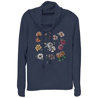 Women's Flowers Watercolor Painting Cowlneck Graphic Lightweight Long Sleeve