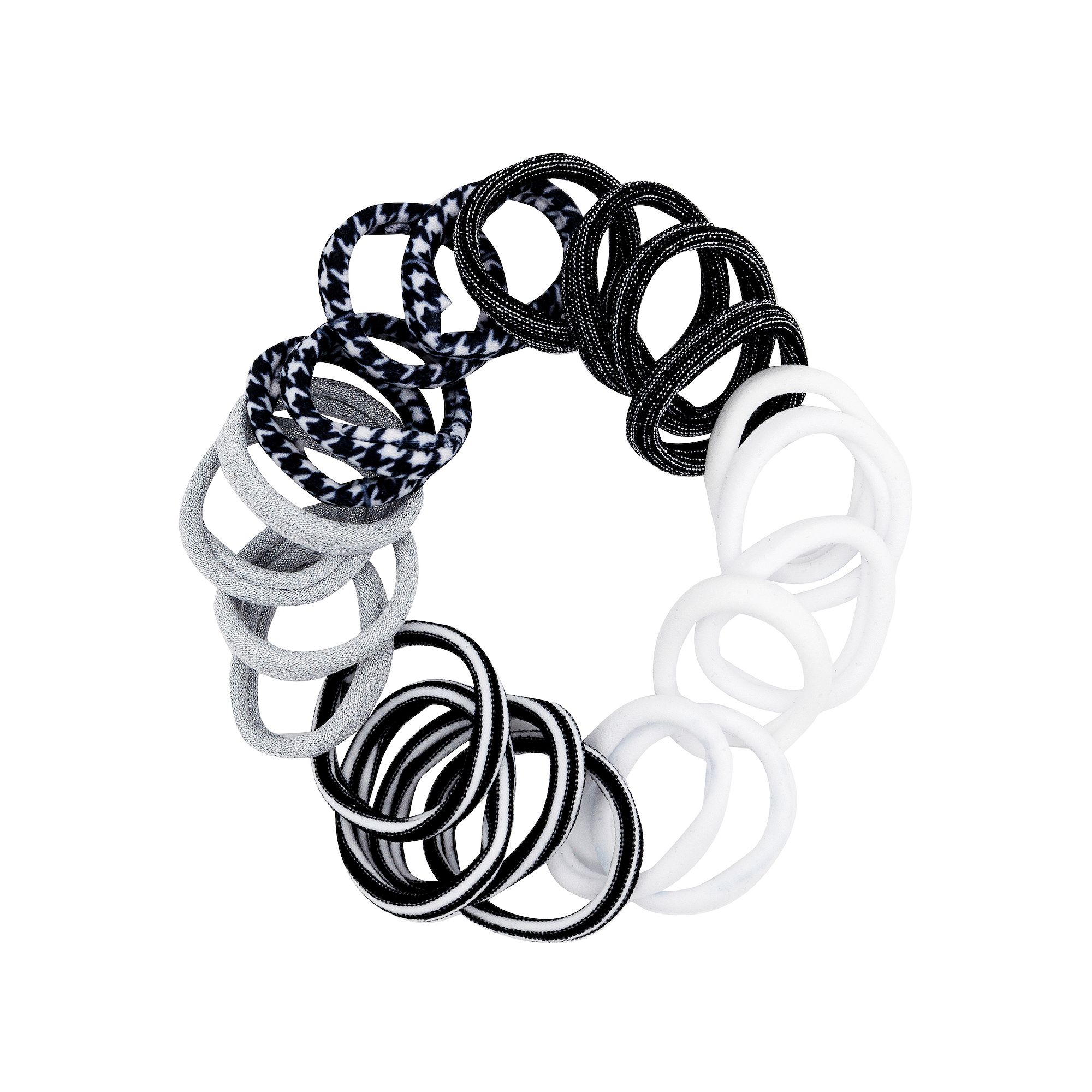 Girls Limited Too 22-Piece Elastic Hair Ties, Black White
