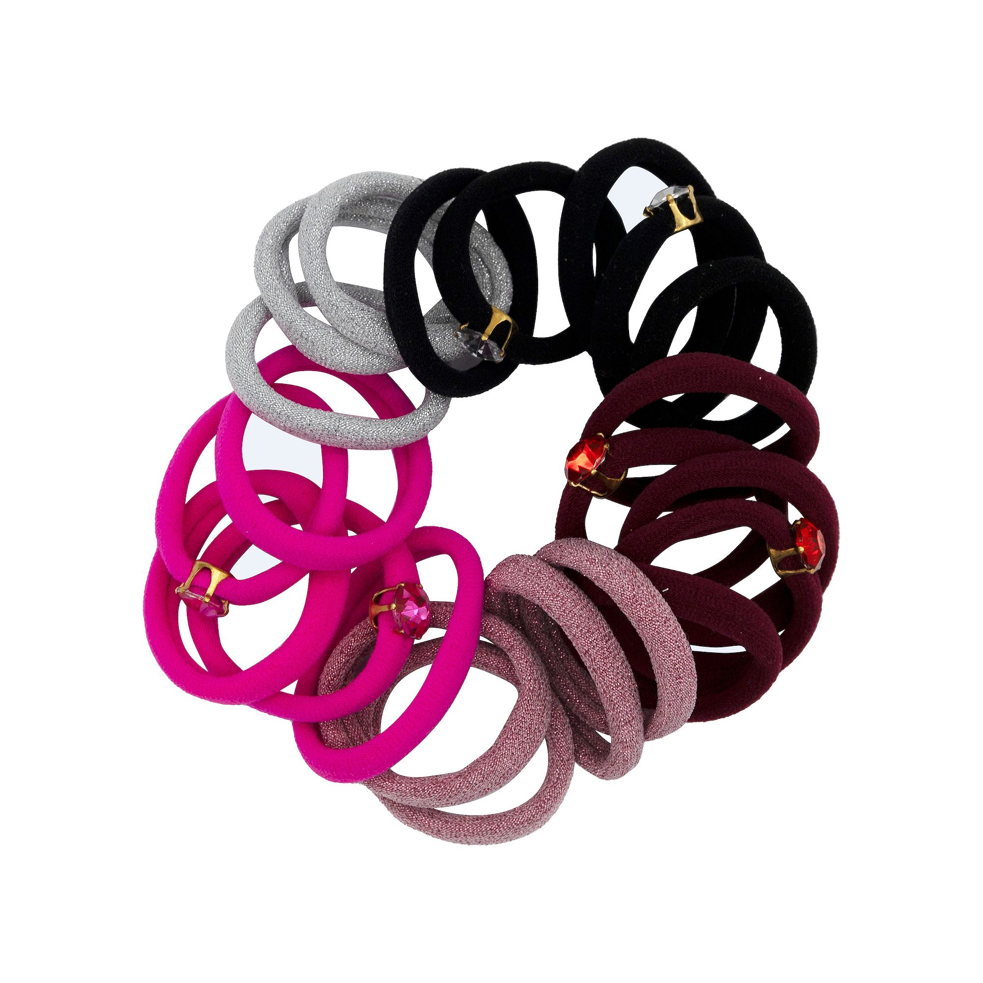 Girls Limited Too 22-Piece Elastic Hair Ties, Pink Red