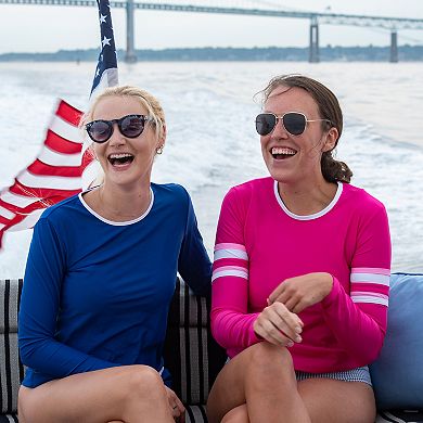 Women's Striped Color Block Rash Guard