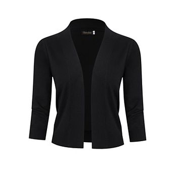 Women’s 3/4 Sleeve Cropped Cardigan Sweaters Open Front Knit Short Bolero Shrugs