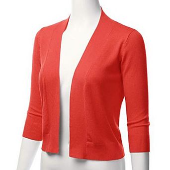Women’s 3/4 Sleeve Cropped Cardigan Sweaters Open Front Knit Short Bolero Shrugs
