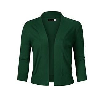 Women’s 3/4 Sleeve Cropped Cardigan Sweaters Open Front Knit Short Bolero Shrugs