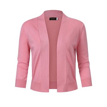 Women’s 3/4 Sleeve Cropped Cardigan Sweaters Open Front Knit Short Bolero Shrugs