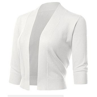 Women’s 3/4 Sleeve Cropped Cardigan Sweaters Open Front Knit Short Bolero Shrugs