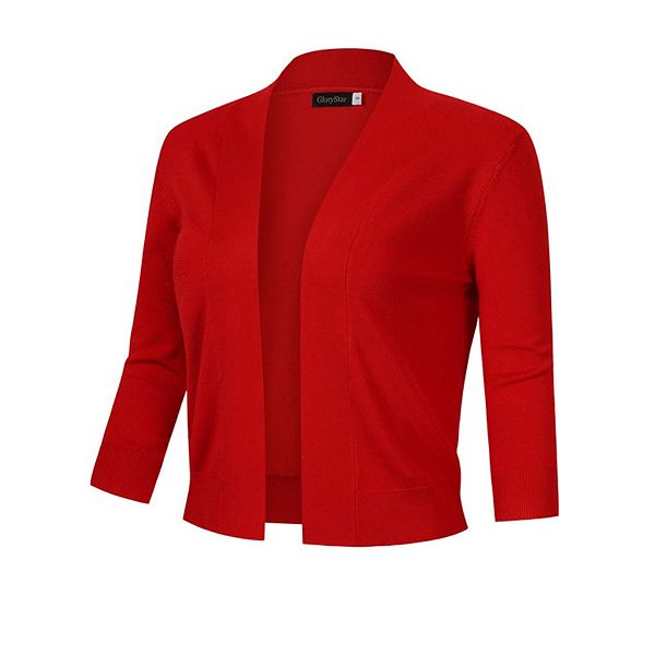 Women’s 3/4 Sleeve Cropped Cardigan Sweaters Open Front Knit Short ...