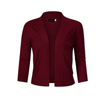 Women’s 3/4 Sleeve Cropped Cardigan Sweaters Open Front Knit Short Bolero Shrugs