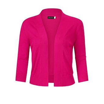 Women’s 3/4 Sleeve Cropped Cardigan Sweaters Open Front Knit Short Bolero Shrugs