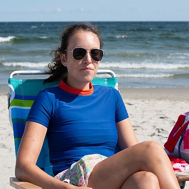 Women's Mock Neck Color Block Rash Guard