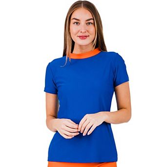 Women's Mock Neck Color Block Rash Guard