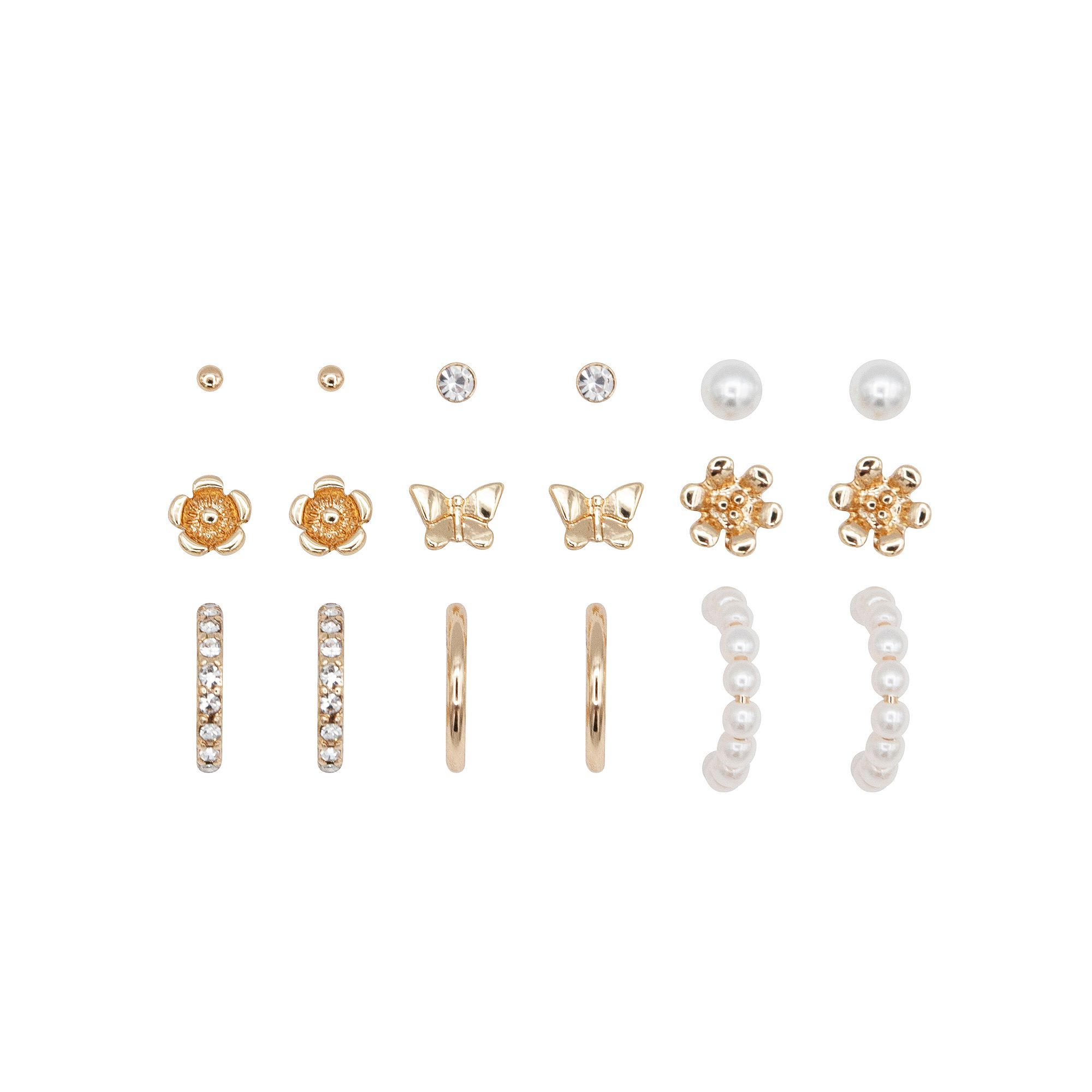 Girls Limited Too 9-Pair Earring Set, Girls, Gold