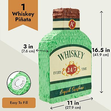 Alcohol Bottle Pinata, Whiskey Birthday Decorations For Men, 16.5 X 11 In