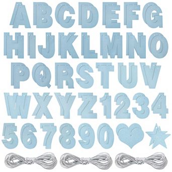 126 Pack Blue Glitter Letters, Custom Banner Kit, A-z, 0-9, Hearts, Stars