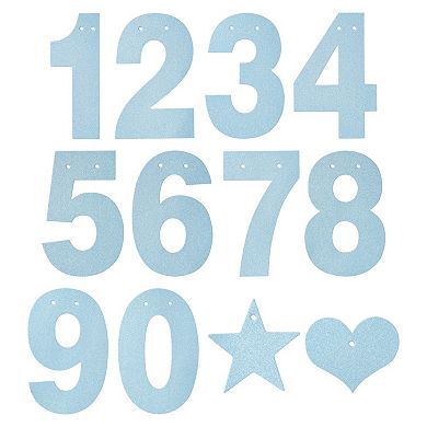 126 Pack Blue Glitter Letters, Custom Banner Kit, A-z, 0-9, Hearts, Stars