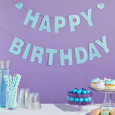 126 Pack Blue Glitter Letters, Custom Banner Kit, A-z, 0-9, Hearts, Stars