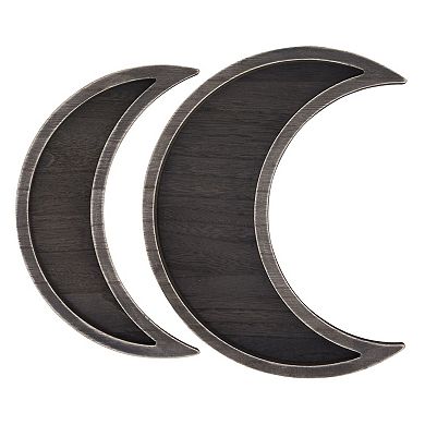 2 Piece Wood Crystal Display Tray For Crystals, Rustic Home Decor, Dark Brown