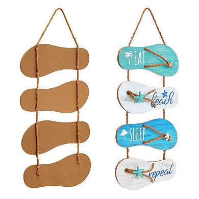 2 Pack Wall Ornament For Beach Home Decor, Eat, Sleep, Beach, Repeat, 10 X 23 In