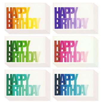 48 Pack 4x6-inch Happy Birthday Cards With Envelopes (6 Colorful Assortment)