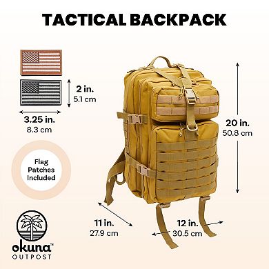 Military Tactical Backpack For Men, Hiking Pack (coyote Tan, 12 X 20 Inches)