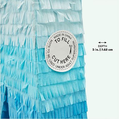 Number 4 Pull String Pinata, Blue 4th Birthday Decorations For Boys, 16.5 X 12"