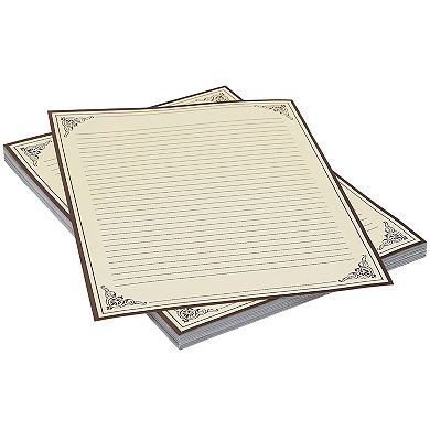 96 Sheets Vintage Lined Paper With Antique Border For Writing Letters, 8.5 X 11"