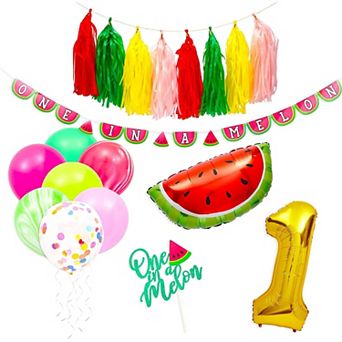 47 pc 1st Birthday Decorations For Girls, One In A Melon Banner, #1 Balloon