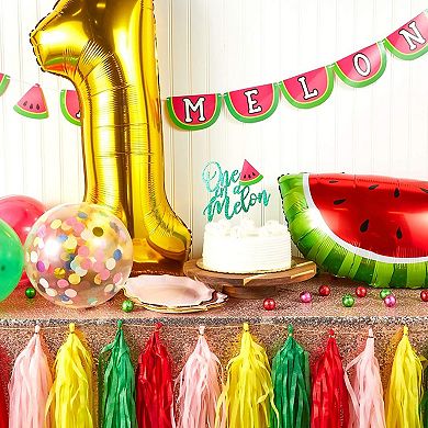 47 Piece 1st Birthday Decorations For Girls, One In A Melon Banner, #1 Balloon