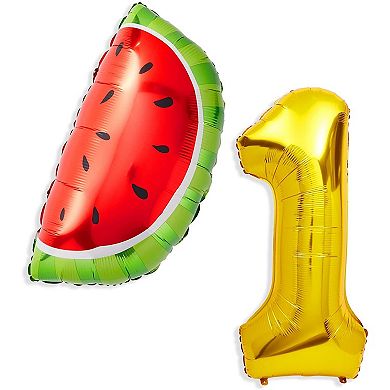 47 Piece 1st Birthday Decorations For Girls, One In A Melon Banner, #1 Balloon