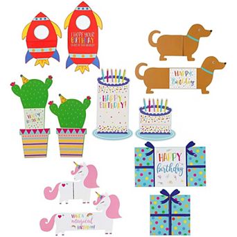24-Pack Unique and Fun Tri-Fold Kids Happy Birthday Cards with Envelope