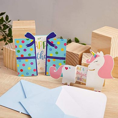 24-Pack Unique and Fun Tri-Fold Kids Happy Birthday Cards with Envelope