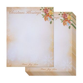 100 Sheets Christmas Stationary Paper For Printer, Letterhead, 8.5x11, Faithful