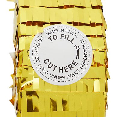 Number 3 Gold Foil Pinata For 3rd Birthday, Centerpiece Decor, 11.1x2.9x16.1"