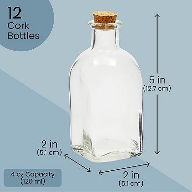 12 Pack Clear Glass Bottles With Cork Lids, Tiny 4 Oz Vintage Style Potion Vases