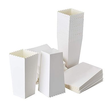 100 Pack White Popcorn Boxes For Movie Night Decorations, 46 Oz, 7.8 X 4.25 In