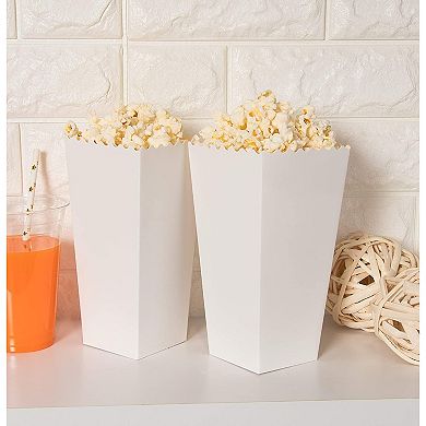 100 Pack White Popcorn Boxes For Movie Night Decorations, 46 Oz, 7.8 X 4.25 In