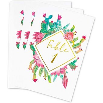 25x Cactus Theme Table Number 1-25 Cards For Weddings, 4 X 6 Inch, Gold Foil