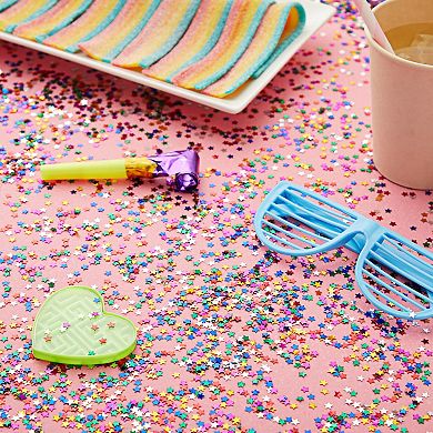 7 Ounces Rainbow Colored Star Confetti for Table, Metallic Foil (0.1 In)