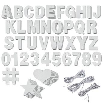 130 pc Diy Silver Glitter Banner Kit With Letters, Numbers, And Symbols