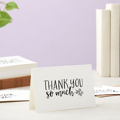 48 Pack Black And White Thank You Cards With Kraft Paper Envelopes, 4 X 6 In