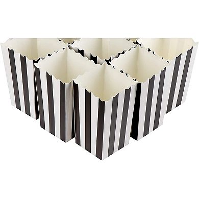 100 Popcorn Box 20oz Paper Favor Candy Container Black White Stripe 3.3x5.5x3.3