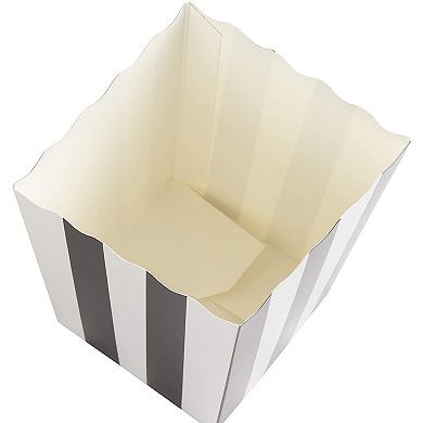 100 Popcorn Box 20oz Paper Favor Candy Container Black White Stripe 3.3x5.5x3.3