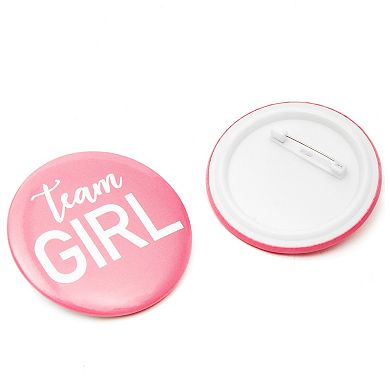 24 Pack Gender Reveal Pins, Blue And Pink Team Boy Team Girl Buttons, 2.25 In