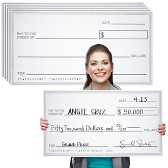 5 Pack Giant Check For Presentations, Awards, Prizes, Fundraisers, 30 X 16 in