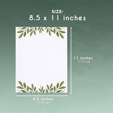 48x Leaf Themed Printer Friendly Stationery Letter Size Sheets, 8.5 X 11 Inches