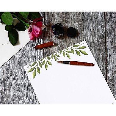 48x Leaf Themed Printer Friendly Stationery Letter Size Sheets, 8.5 X 11 Inches